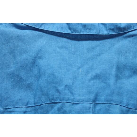 Chicos Top 2.5 Blue Lux Linen No Iron Lagenlook Cottage Coastal - Picture 5 of 7